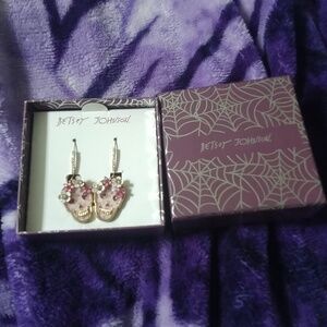 Betsey Johnson Pink Skull Earrings